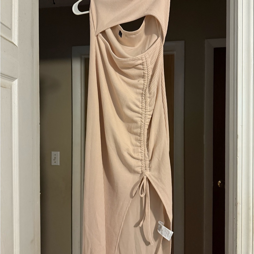 Elegant Ruched Cream Dress
